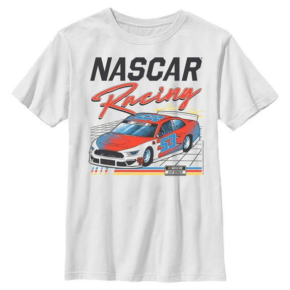 Boys NASCAR Racing Car 53 Retro Grid T Shirt