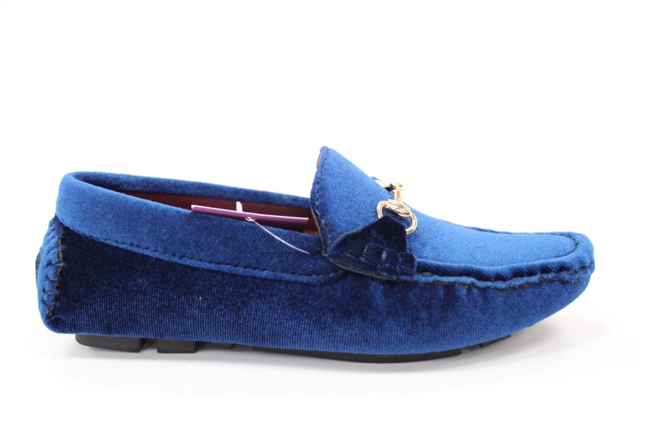 Boys Navy Blue Velvet Slip On Loafers Party Shoe By Jodano  display picture 1