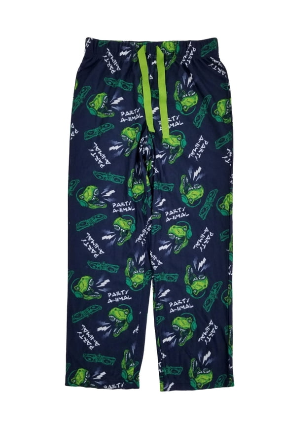 Boys Navy & Green Party Animal Dinosaur Flannel Sleep Pants Pajama Bottoms XXS
