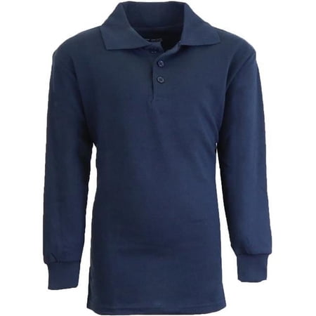 Boys Navy Long Sleeve Pique Polo Shirts, Size 20 - Pack of 58