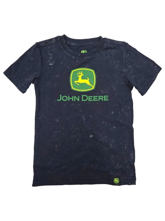 Boys Navy Worn Look John Deere Short Sleeve T-Shirt Tee Shirt Small 6-7