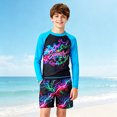 thumbnail image 1 of Boys Neon Summer Rash Guard Set – Versatile 2-Piece Swimwear for Boys Ages 2-7 Years, Bright Graphic UV Protection Beach Outfit for Pool and Water Play, 1 of 7