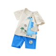 thumbnail image 1 of Boys' New Summer Cartoon Round Neck Short Sleeve Set Trendy Dinosaur T-shirt Shorts Casual Fashion Two Piece Set, 1 of 4