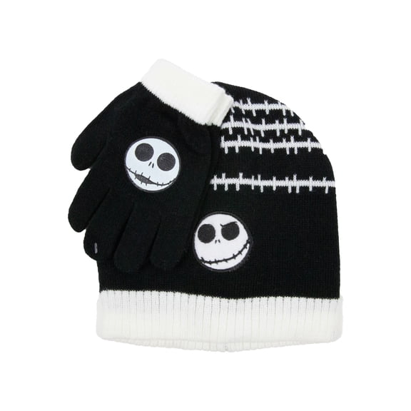 Boys Nightmare before Christmas Beanie Style Hat and Glove Set, One Size, Young Men and Children