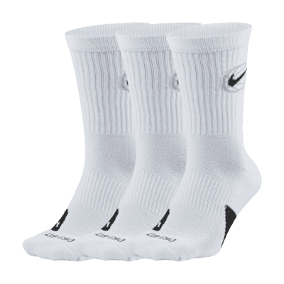 Boys Nike Everyday Crew Basketball Socks 3 Pack Color White Size M