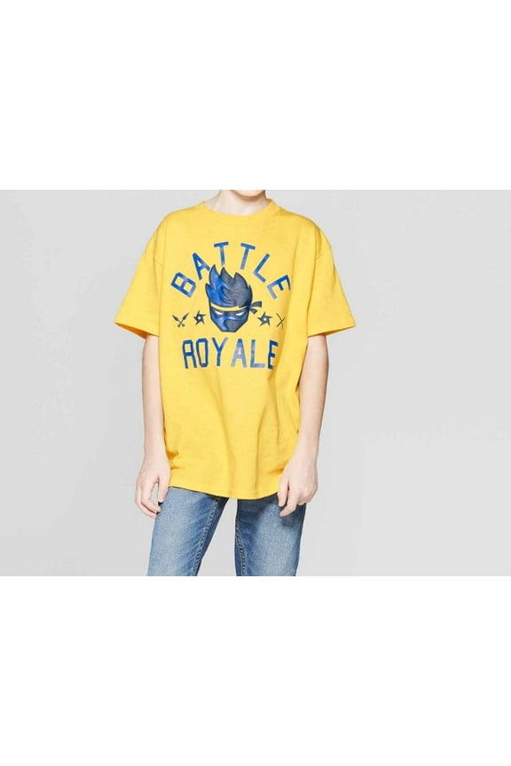 Boys' Ninja Gamer Battle Royale Short Sleeve T-Shirt - (Yellow, Small)