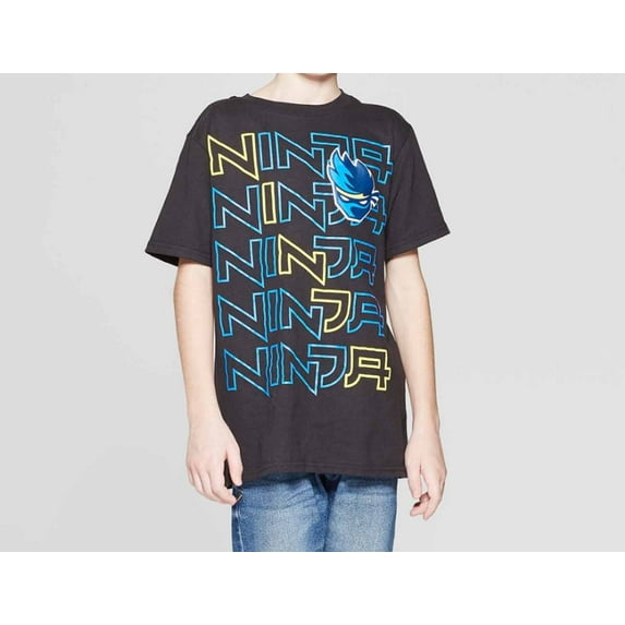 Boys' Ninja Gamer Short Sleeve T-Shirt -(Black, Medium)