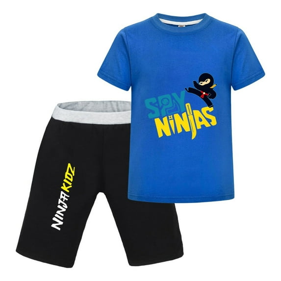 Boys Ninja Kidz Short Set – Cartoon Fighter T-Shirt with Matching Shorts for Casual Wear