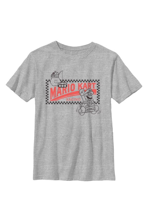 Boys Nintendo Racing Car Logo Outline T Shirt