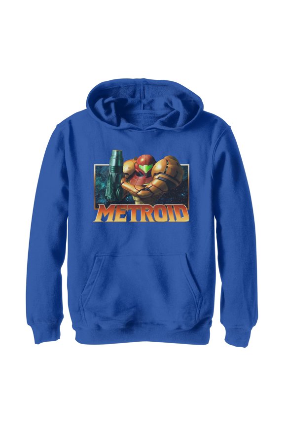 Boys Nintendo Samus Metallic Frame Badge Lightweight Hoodie