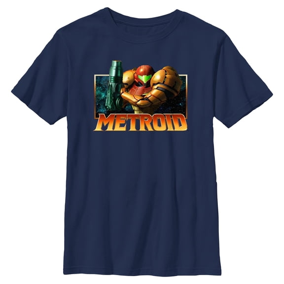 Boys Nintendo Samus Metallic Frame Badge T Shirt