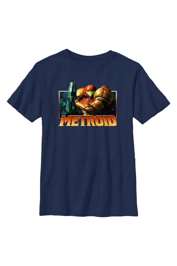 Boys Nintendo Samus Metallic Frame Badge T Shirt