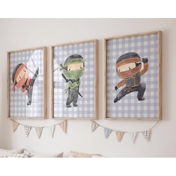 Boys Nursery Ninja Nursery Decor Boy Boys Room Nursery Prints Playroom Decor Karate Art Set 3