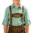thumbnail image 1 of Boys Oktoberfest Plaid Bavarian Traditional Lederhosen Button Down Top Casual Blouse Shirt for Kids Green 150, 1 of 6
