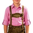 thumbnail image 1 of Boys Oktoberfest Plaid Bavarian Traditional Lederhosen Button Down Top Casual Blouse Shirt for Kids Pink 150, 1 of 6