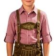 thumbnail image 1 of Boys Oktoberfest Plaid Bavarian Traditional Lederhosen Button Down Top Casual Blouse Shirt for Kids Red 110, 1 of 6