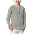 thumbnail image 1 of Boys Tan Long Sleeve Shirt Boys Cream Long Sleeve Shirt Toddler Boys Long Sleeve Thermal Henley Top 18-24 Months Light Gray, 1 of 4