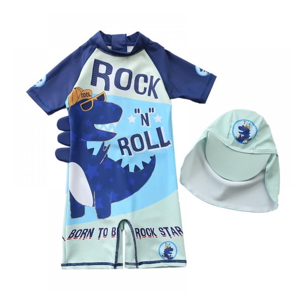 Boys' One Piece Rash Guard Swimsuit Short Sleeve UPF 50+ Sun Protection Bathing Suits 1-5T