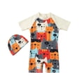 Boys One Piece Swimsuit Toddler Swimwear Rash Guard Suits Short Sleeve — free download