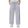 thumbnail image 1 of Boys Open Bottom Cotton Fleece Sweatpants Baggy Straight Leg Joggers Sweat Pants with Pockets, for 5-16 Years, 1 of 5