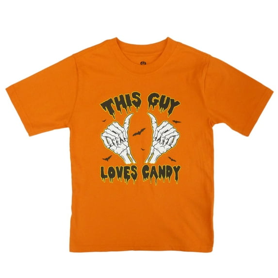 Boys Orange This Guy Loves Candy T-Shirt