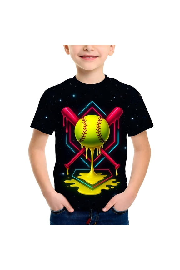 Boys Outdoor Tops Short Sleeve Galaxy Space Print Cool Petite Clothing for Boy,Black,7-8 Years