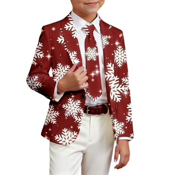 Boys' Outerwear Jackets Christmas Boys Cardigan Jacket Long Sleeve Turn Down Collar Print Soft Warm Button Up Festive Holiday Party Outwear Kids Jacket Black 13 Years-14 Years