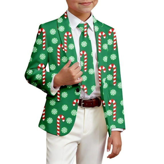 Boys' Outerwear Jackets Warm Christmas Jacket For Boys Long Sleeve Turn Down Collar Print Cardigan Soft Button Up Festive Holiday Party Outwear Toddler Jacket Grey 11 Years-12 Years