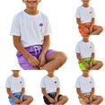 thumbnail image 1 of Boys Outfit Printed Short Sleeve Cute Night Play Sophisticated Summer for Boys Drawstring Shorts Set, 1 of 4