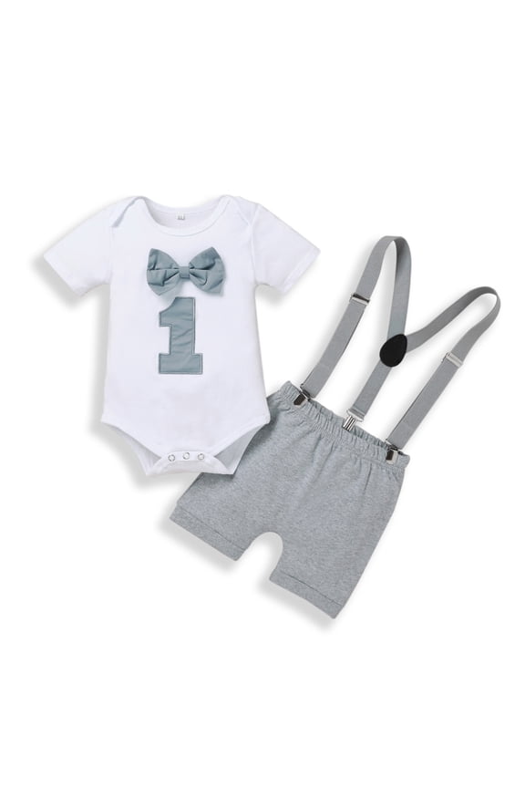 Boys Outfit Sets Bow Tie Romper Bodysuit Funny First Birthday Birthday Hawaiian Casual Clothes