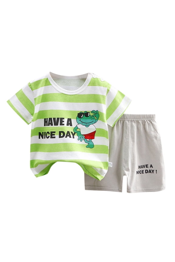 Boys Outfit Sets Short Sleeve Korean Version Of Pure Kids Suits for Boy,Light Green,73