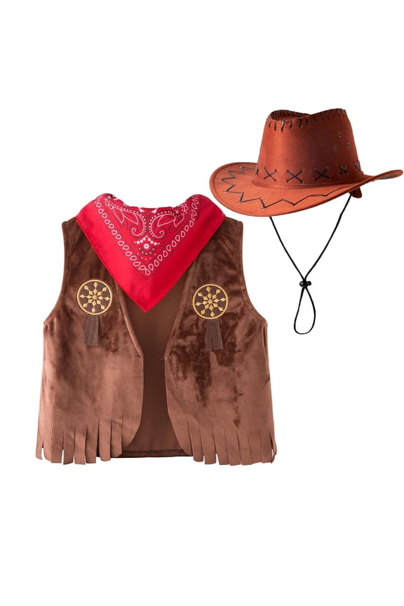 Boys Outfit Sets Western Cowboys Kids 3Pcs Event Dress Up Role Stage Performance 2 12Y Boys' Clothing Sets