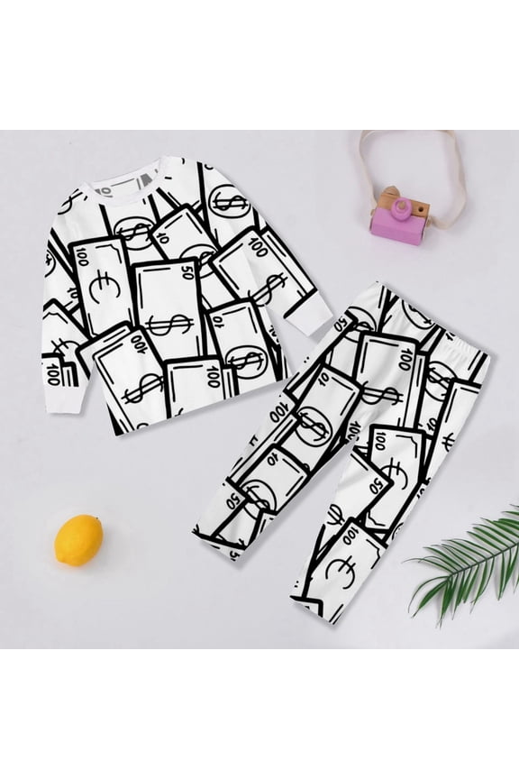 Boys Outfits 2 Piece Long Sleeve Crew Neck Cartoon Print Top And Pants for Everyday Baby Boys' Clothing Sets White 2 Years-3 Years