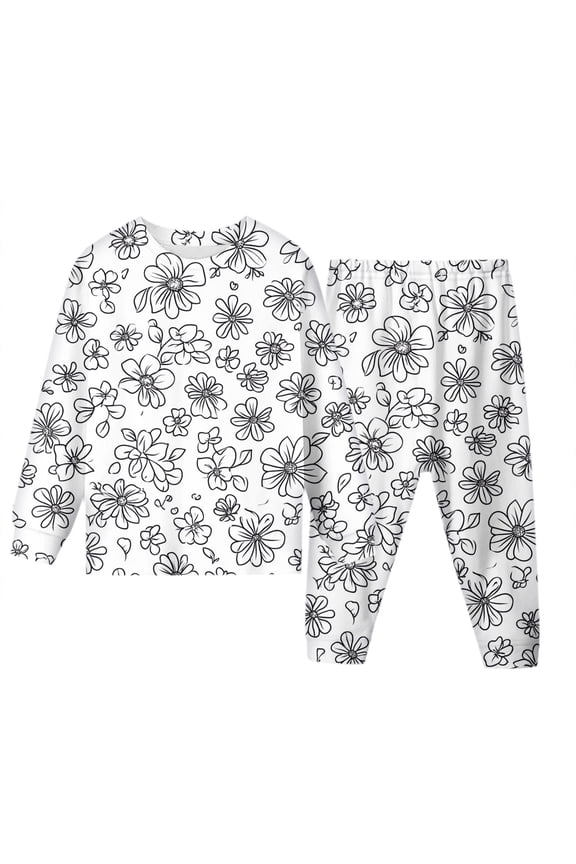 Boys Outfits 2 Piece Long Sleeve Crew Neck Cartoon Print Top And Pants for Everyday Boys' Clothing Sets White 2 Years-3 Years