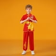 thumbnail image 1 of Boys Outfits 2 Piece Set Short Sleeve Shirt with Trousers Martial Arts Tai Chi Tracksuits Boys' Clothing Sets Size 13-14Y, 1 of 3
