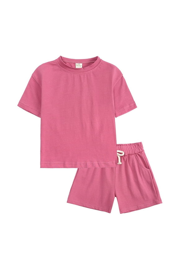 Boys Outfits 2Pc Tracksuit Solid Short Sleeve T Shirt Shorts Set Summer Clothes