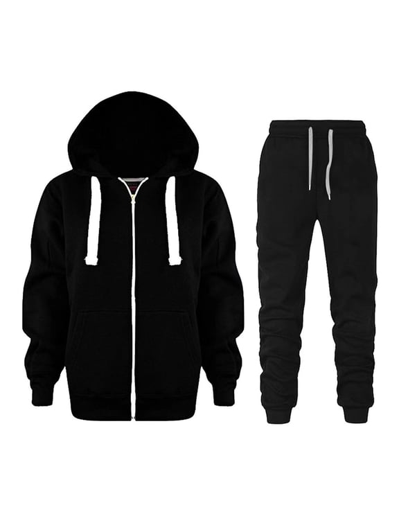 Boys Outfits 4-12 Winter Zip Up Stripe Hoodies for Boys 8-10 Tracksuit Jogger Pants Set Pullover Sweaters Boys Clothes Black, 120 / 6-7 Years