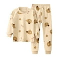 thumbnail image 1 of Boys Outfits Kids Long Sleeve Cartoon Prints Tops Pants Pajamas Set Baby Boy Clothes Beige, 1 of 4