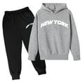 thumbnail image 1 of Boys' Outfits Letter Printed Hoodie Pullover Sweatshirt Sweatpants Set Casual Clothes Sets, 1 of 2