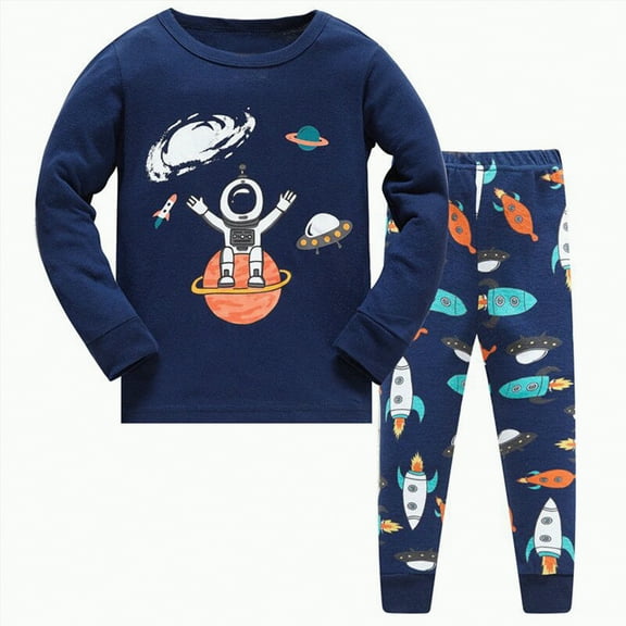 Boys Outfits Little Autumn Winter Graphic Long Sleeve Elastic Waist 1T 2T 3T 4T 5T Everyday Outfit Set 2-Pieces Boys Girls Long Pants Printed Suit