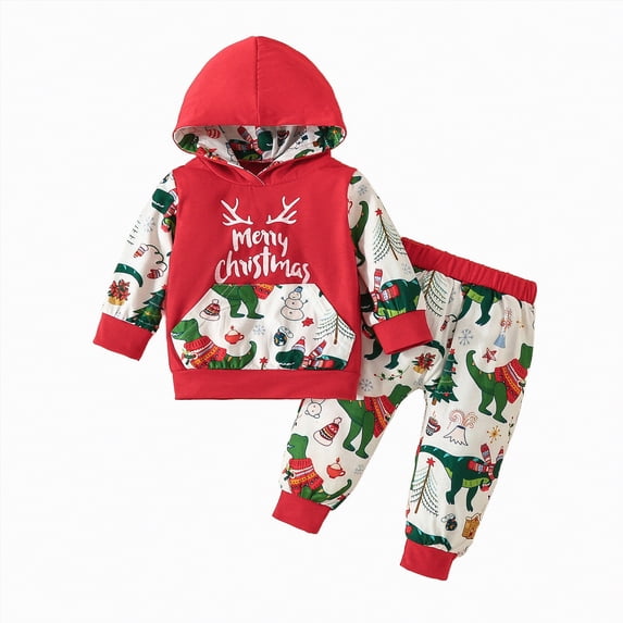 Boys Outfits Little Fall Winter Tree Print Long Sleeve Elastic Waist 2T 3T 4T 5T Christmas Set 2 Piece