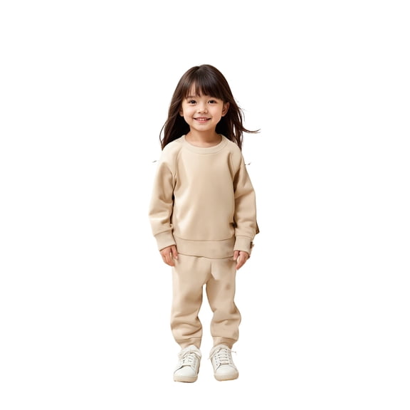 Boys Outfits Long Sleeve Crewneck Beige Basic Sweatshirt and Sweatpants 2 Piece Fall Clothes Clothes for Girls 18-24 Months Trendy Boys Girls Fashion