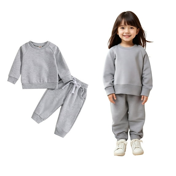 Boys Outfits Long Sleeve Crewneck Grey Basic Sweatshirt Jogging Pants 2 Pcs Fall Clothes Size 12-18 Months Boys Clothes Boys Girls Fashion
