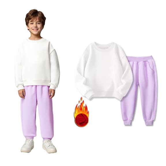 Boys Outfits Long Sleeve Solid Crewneck White Loose Fashion Sweatshirts and Sweatpants 2 Pcs Winter Clothes Girl Clothes Size 8-9 Years Boys Girls Fashion