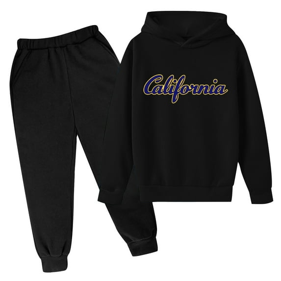 Boys Outfits Set Autumn And Winter Children's Hoodie Pullover Set Popular Printed Hoodie Set On Underwear Casual Letter Printed Long Sleeve Black 11 Years-12 Years