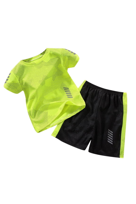 Boys Outfits&Set Kids Sports Shorts Sets Quick Drying Tracksuit 2 Piece Basketball Performance Tank Top Mesh Shorts Set for Active Play