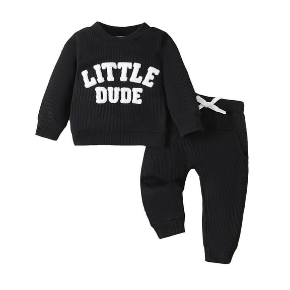 Boys Outfits&Set Toddler Baby Boys Girls Clothes Solid Color Long Sleeve Pullover Sweatshirt Pants Set 2Pcs Fall Winter Outfit