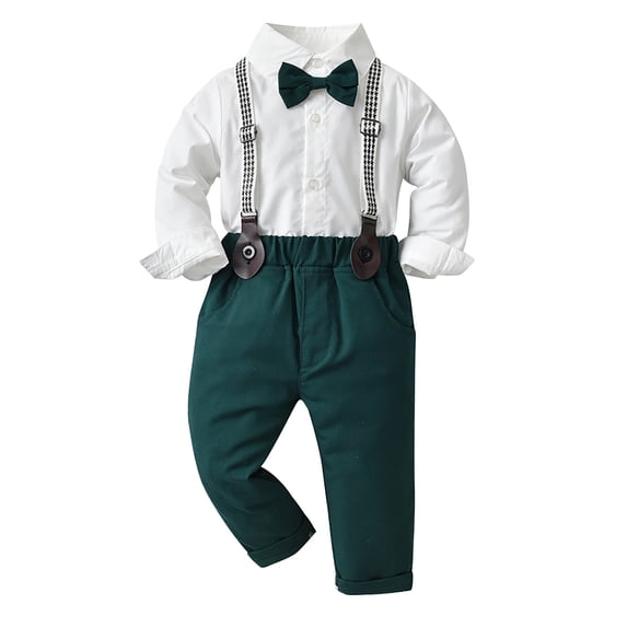 Boys Outfits&Set Toddler Boys Long Sleeve Shirt Tops And Pants 3PCS Child Kids Gentleman Bowtie Fall Winter Set&Outfits Overalls AG 2 Years-3 Years