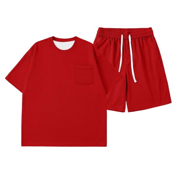 Boys’ Outfits Set Tops Short Sleeve Crew Neck Shirts Shorts Set Kids ...