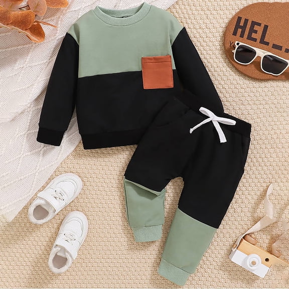 Boys Outfits Set for Autumn Winter Long Sleeve Sweatshirt and Pants Comfortable Casual Home Wear Stylish Everyday Attire for Kids